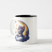 Tasse 2 Couleurs mignon chaton rêveur (Devant gauche)