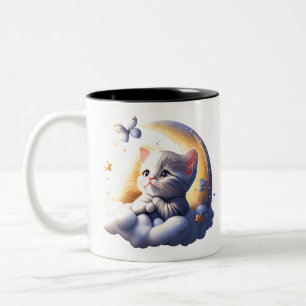 Tasse 2 Couleurs mignon chaton rêveur