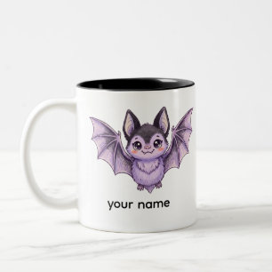 Tasse 2 Couleurs Mignon chauve-souris violette Illustration au cray