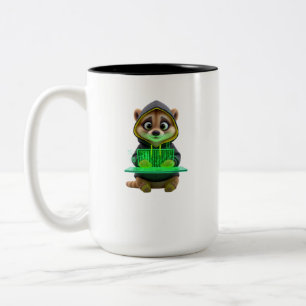 Tasse 2 Couleurs Mignon cyberpunk suricate hacker en cartoon 3D bic