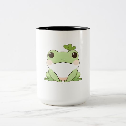 Tasse 2 Couleurs Mignon Dessin Simple de Grenouille Chibi de Style (Centre)