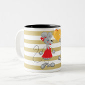 Tasse 2 Couleurs Mignon Drôle Fantaisiste Souris-Rayures (Devant gauche)