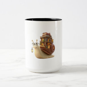 Tasse 2 Couleurs Mignon escargot de bibliothèque de dessin animé 3D