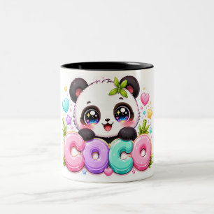 Tasse 2 Couleurs Mignon Kawaii Coco Panda Nom Pastel Rose Étincelan
