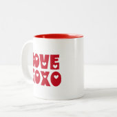 Tasse 2 Couleurs Mignon Moderne Gras Rouge Saint Valentin Amour XOX (Devant gauche)