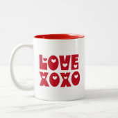 Tasse 2 Couleurs Mignon Moderne Gras Rouge Saint Valentin Amour XOX (Gauche)
