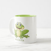 Tasse 2 Couleurs Mignonne ajouter nom grenouille amoureux (Devant gauche)