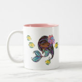 Tasse 2 Couleurs mignonne amoureux de sirène de plage monogramme (Gauche)
