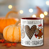 Tasse 2 Couleurs Mignonne et amusante Paix Amour Thanksgiving