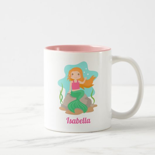Tasse 2 Couleurs Mignonne Fille De Sirène Sous La Mer Personnalisée (Droit)