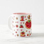 Tasse 2 Couleurs 💗 mignonne fraise 🍓 🥨 (Devant gauche)