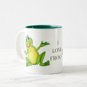 Tasse 2 Couleurs Mignonne J'aime les grenouilles animal (Devant gauche)