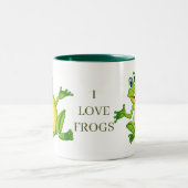 Tasse 2 Couleurs Mignonne J'aime les grenouilles animal (Centre)