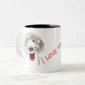 Tasse 2 Couleurs Mignonne, Joyeuse, Aimante Chien De Labradoodle (Devant gauche)