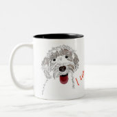 Tasse 2 Couleurs Mignonne, Joyeuse, Aimante Chien De Labradoodle (Gauche)