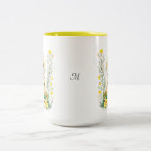 Tasse 2 Couleurs Mignonne lapin et monogramme de Pâques sur blanc (Centre)