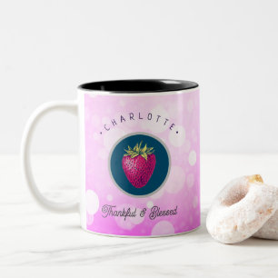 Tasse 2 Couleurs Mignonne Merci et bienheureuse fraise Ajoutez votr