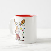Tasse 2 Couleurs Mignonne orignal de Noël (Devant gauche)