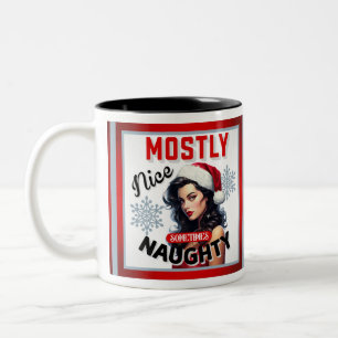 Tasse 2 Couleurs Mignonne Parfois Naughty Retro Noël Pinup