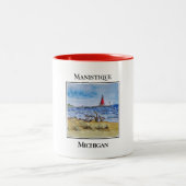Tasse 2 Couleurs Mignonne Red Lighthouse, Manistique Michigan (Centre)