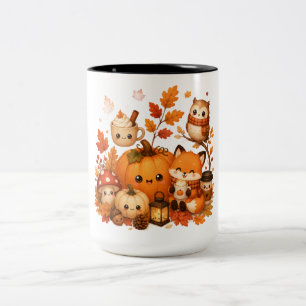 Tasse 2 Couleurs Mignons Animaux D'automne Kawaii Citrouille Renard