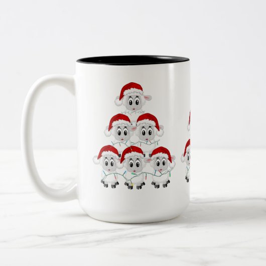 Tasse 2 Couleurs Mignons moutons de Noël (Gauche)