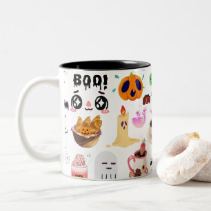 Tasse 2 Couleurs Mikitiez anime mignon café halloween croissant