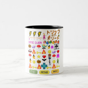 Tasse 2 Couleurs Mikitiez vidéo pixel halloween chauve-souris éffra