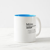 Tasse 2 Couleurs Miles, Garçon Personnalisé Nom Définition (Devant droit)