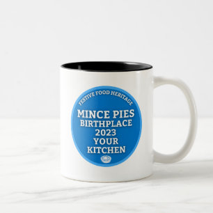 Tasse 2 Couleurs Mince Pies Lieu de naissance - Plaque Bleue