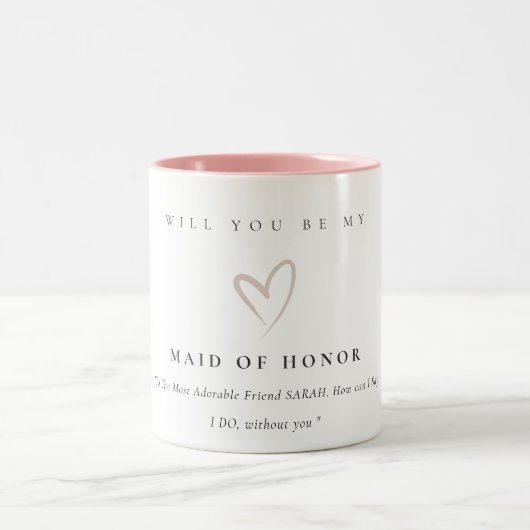 Tasse 2 Couleurs Minimal Simple Blush Heart Maid of Honor Don (Centre)