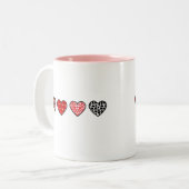 Tasse 2 Couleurs minimal valentine hearts / “cute love pattern” (Devant gauche)
