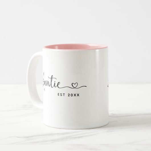 Tasse 2 Couleurs Minimalist Auntie Established Elegant Script  (Devant gauche)