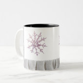 Tasse 2 Couleurs Minimalist Pink Snowflake White Cable Knit  (Devant gauche)