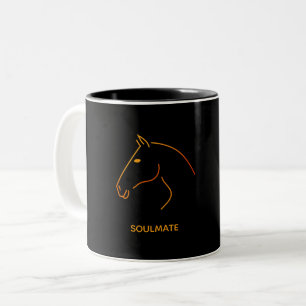 Tasse 2 Couleurs Minimaliste Cheval Ligne d'Art - "Âme sœur" Person