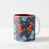 Tasse 2 Couleurs Mittens et Stars Motif bleu (Devant droit)