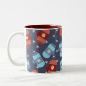 Tasse 2 Couleurs Mittens et Stars Motif bleu (Gauche)