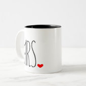 Tasse 2 Couleurs Mme avec coeur (Devant gauche)