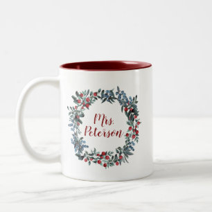 Tasse 2 Couleurs Mme Holidays Berries de Noël Wreath