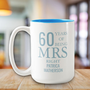 Tasse 2 Couleurs Mme Right Fun 60e anniversaire de mariage