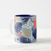 Tasse 2 Couleurs Mod Feuille Monstera Abstrait Hawaiien Tropical -B (Devant gauche)
