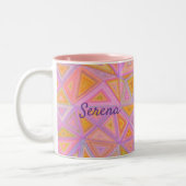 Tasse 2 Couleurs Mod rose violet et jaune géométrique (Gauche)