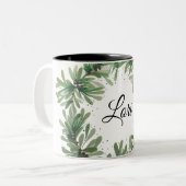 Tasse 2 Couleurs Modèle de monogramme de couronne de gui Deux tons (Devant gauche)