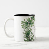 Tasse 2 Couleurs Modèle de monogramme de couronne de gui Deux tons (Gauche)
