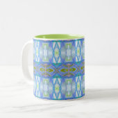 Tasse 2 Couleurs modèle ethnique bleu de fractale (Devant gauche)