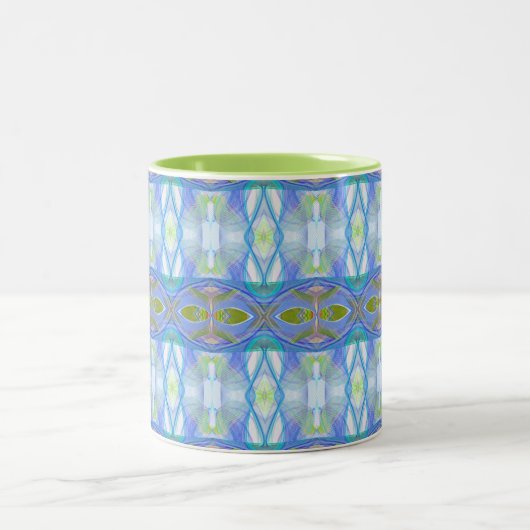 Tasse 2 Couleurs modèle ethnique bleu de fractale (Centre)