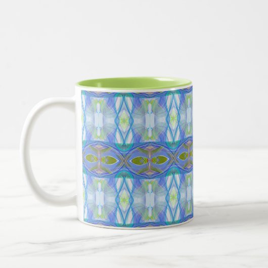 Tasse 2 Couleurs modèle ethnique bleu de fractale (Gauche)