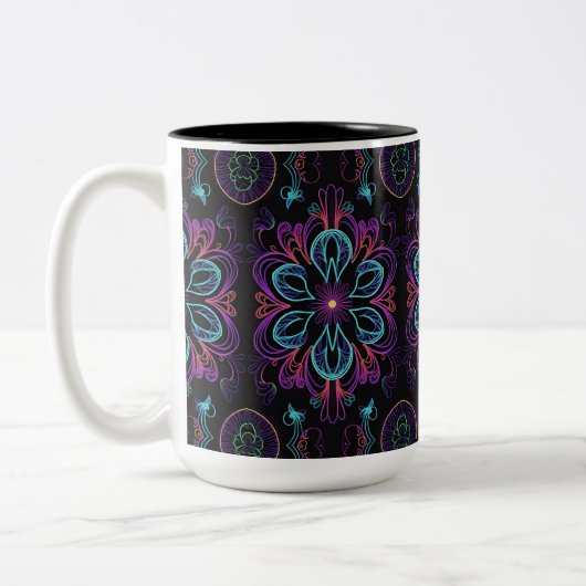 Tasse 2 Couleurs Modèle floral Abstrait dynamique (Gauche)