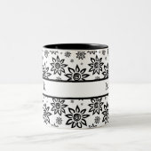 Tasse 2 Couleurs Modèle floral blanc et noir Sunshiney (Centre)