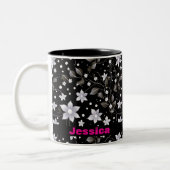 Tasse 2 Couleurs Modèle floral gris et noir (Gauche)